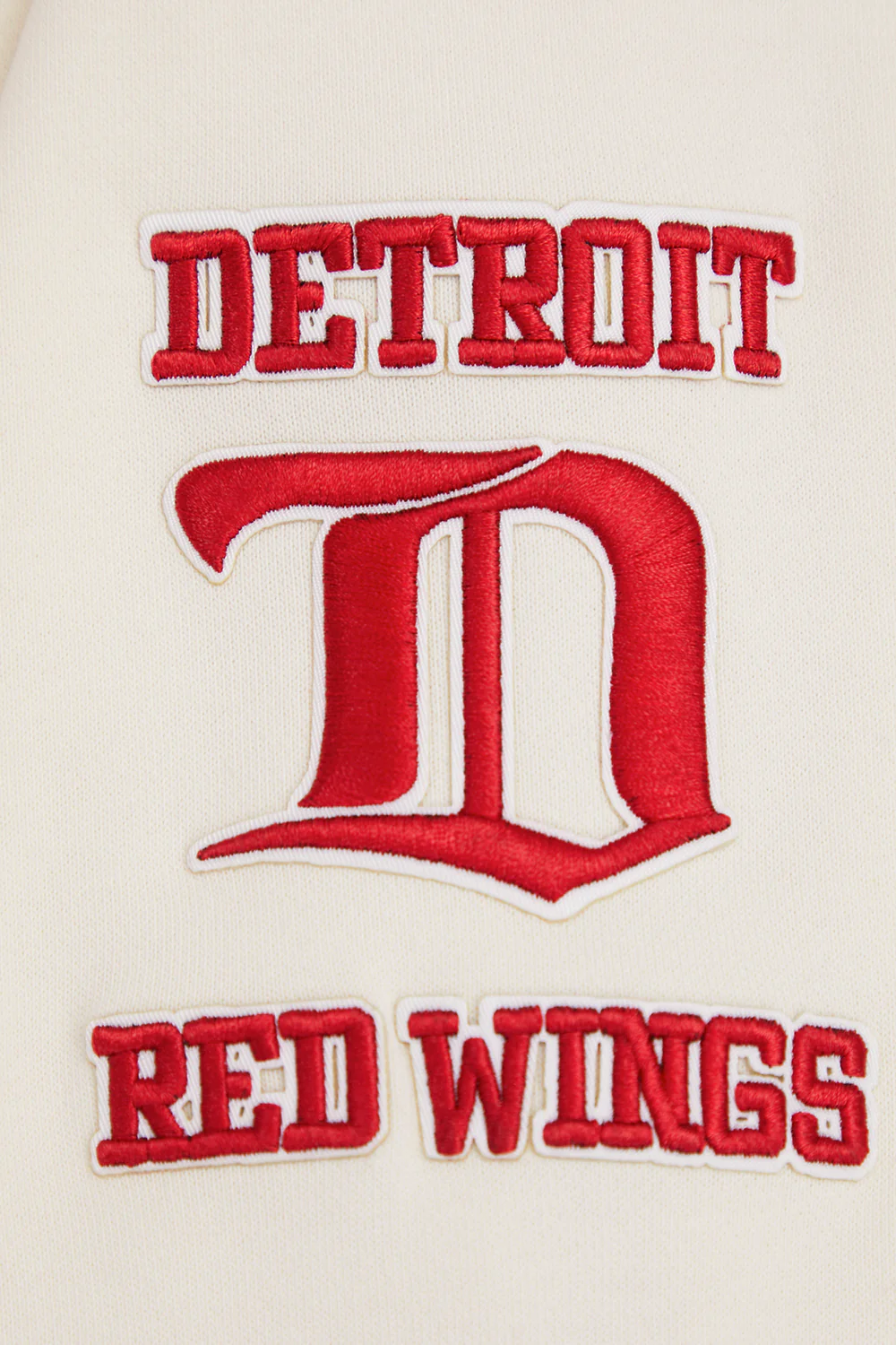 NHL DETROIT RED WINGS RETRO CLASSIC WOMEN'S RIB CROPPED PULLOVER HOODIE (EGGSHELL/ RED) - Image 8