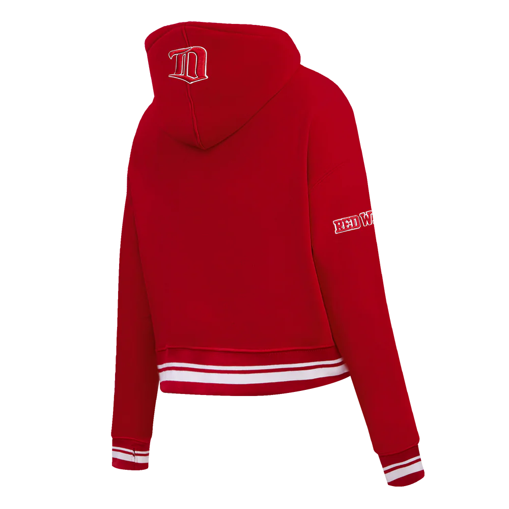 NHL DETROIT RED WINGS RETRO CLASSIC WOMEN'S RIB CROPPED PULLOVER HOODIE (RED) - Image 3