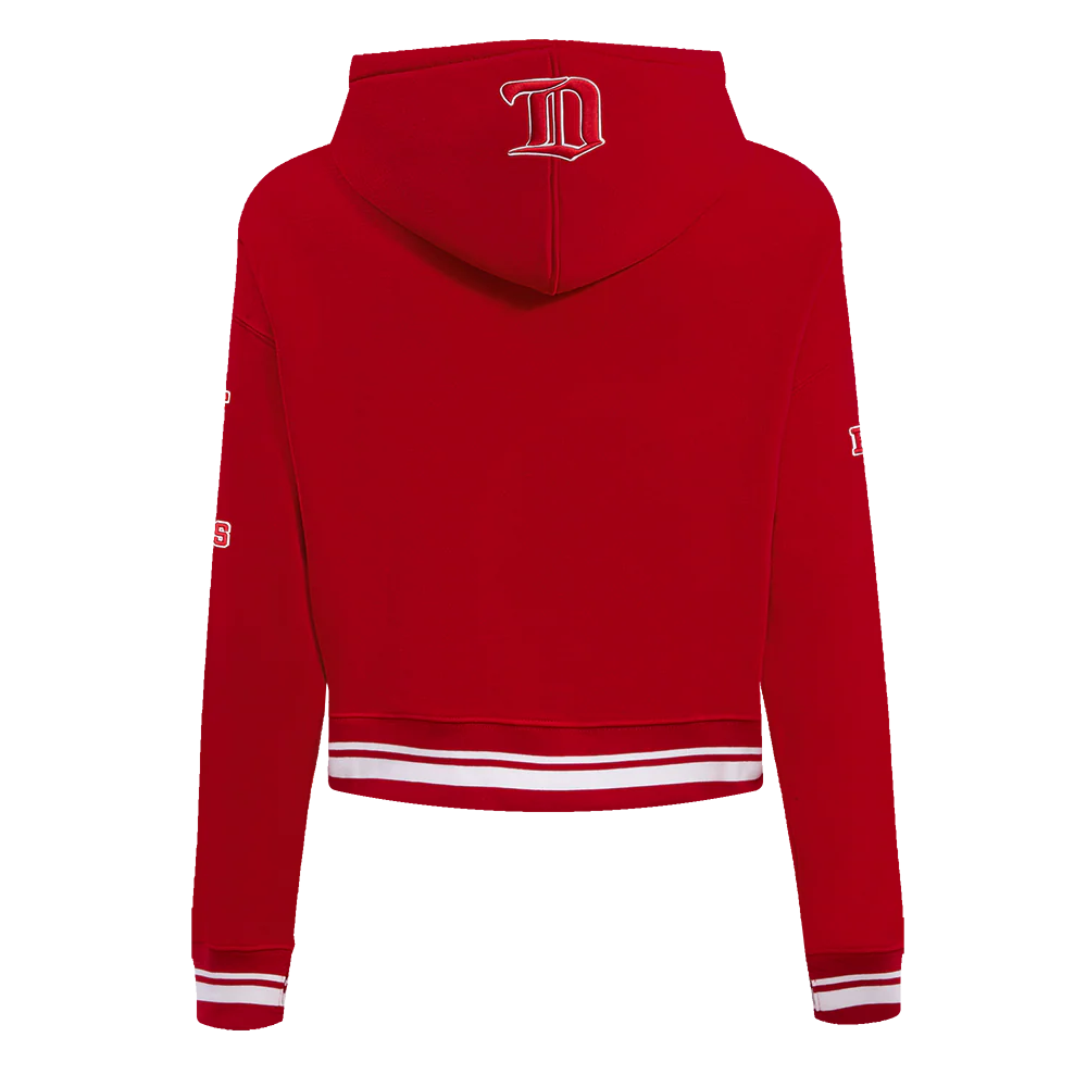NHL DETROIT RED WINGS RETRO CLASSIC WOMEN'S RIB CROPPED PULLOVER HOODIE (RED) - Image 4