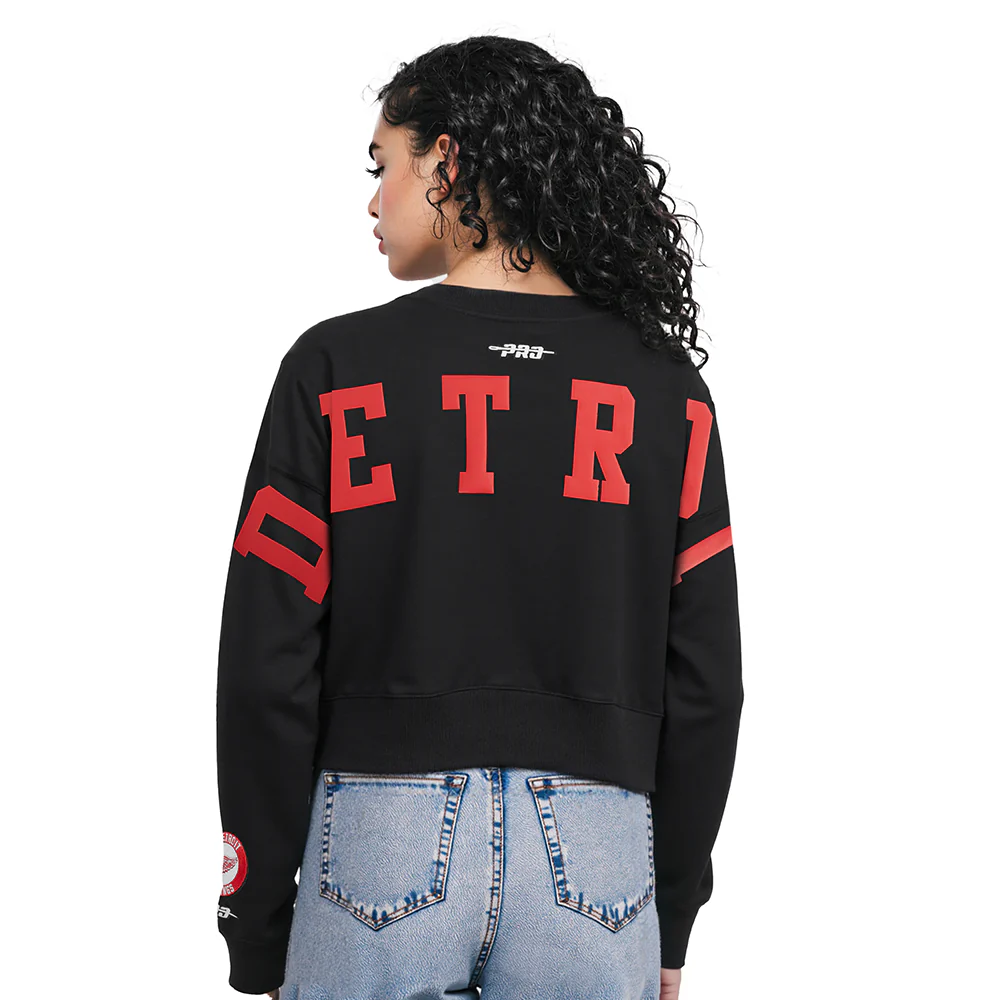 NHL DETROIT RED WINGS WINGSPAN WOMEN'S FLC CREWNECK (BLACK)