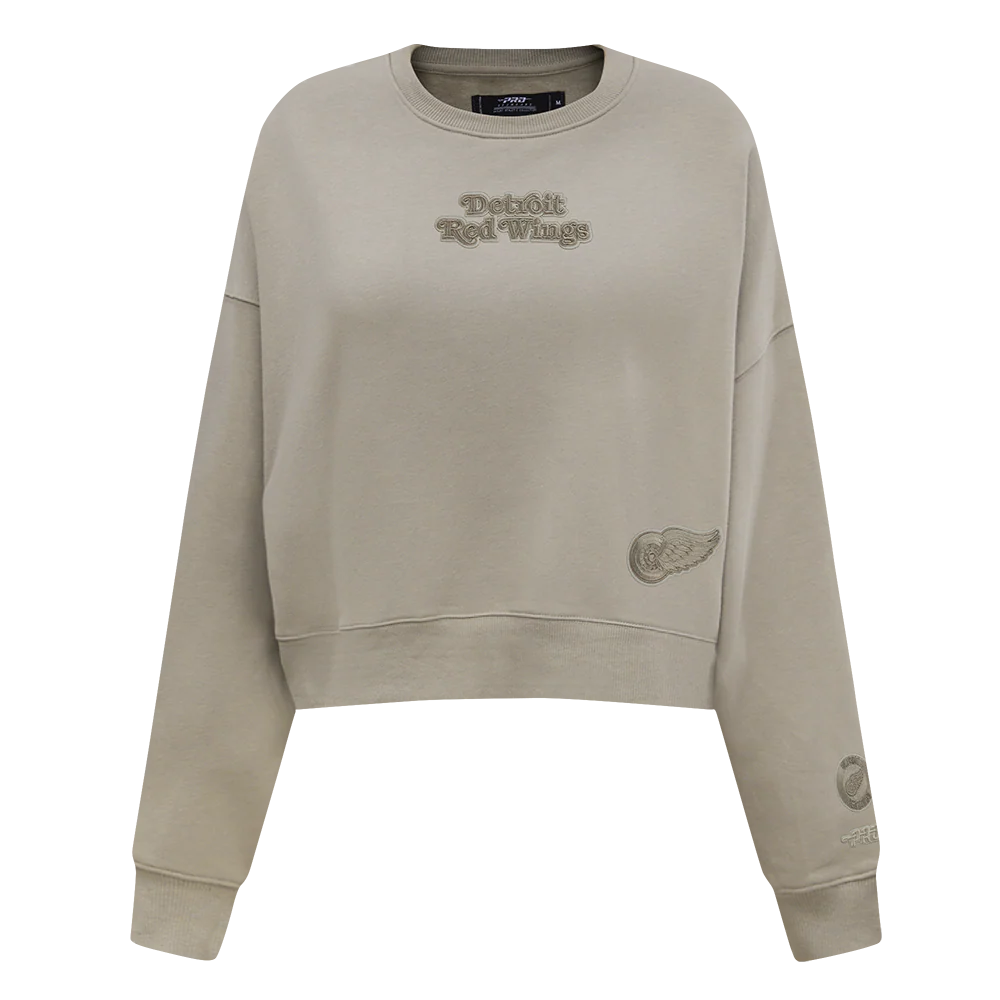 NHL DETROIT RED WINGS WINGSPAN WOMEN'S FLC CREWNECK (TAUPE) - Image 3