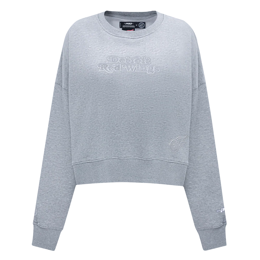 NHL DETROIT RED WINGS REVERSE FRENCH TERRY WOMEN'S FLC CREWNECK (DARK HEATHER GRAY)