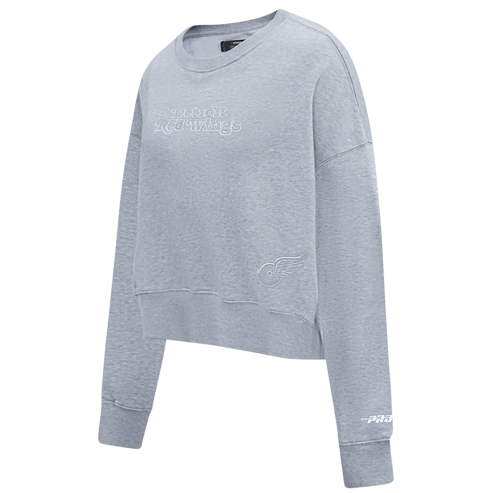 NHL DETROIT RED WINGS REVERSE FRENCH TERRY WOMEN'S FLC CREWNECK (DARK HEATHER GRAY) - Image 2