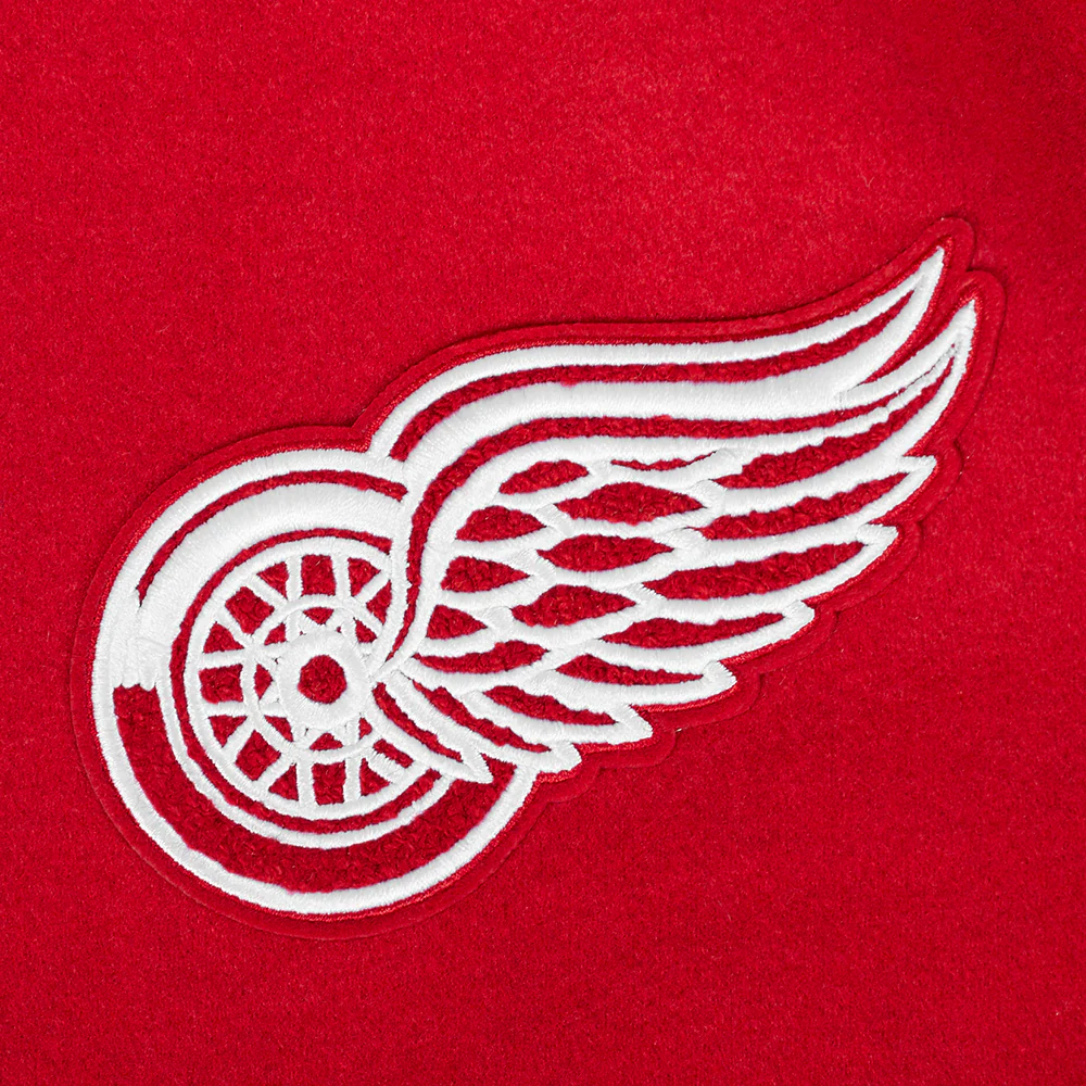 NHL DETROIT RED WINGS SCRIPT TAIL WOMEN'S WOOL VARSITY JACKET (RED/BLACK) - Image 5