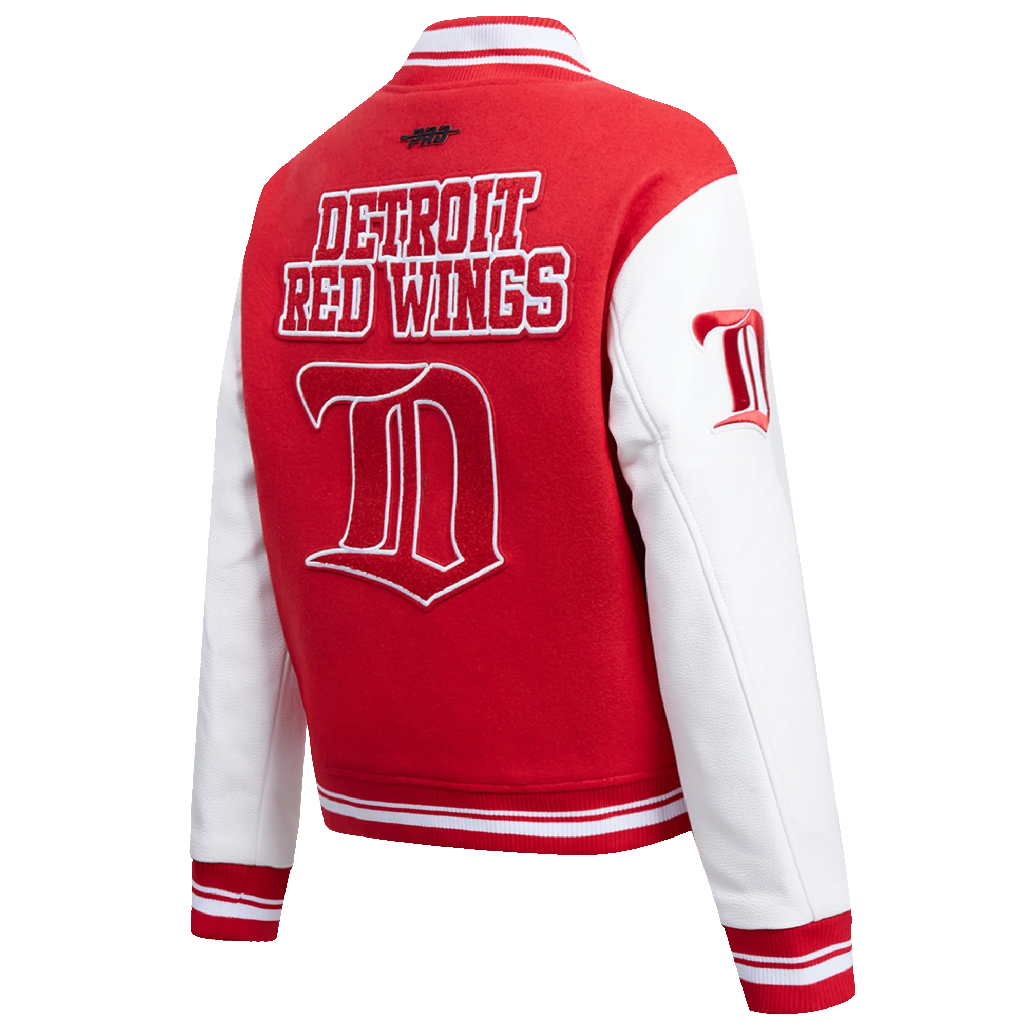NHL DETROIT RED WINGS RETRO CLASSIC WOMEN'S RIB WOOL VARSITY JACKET (RED/WHITE) - Image 4
