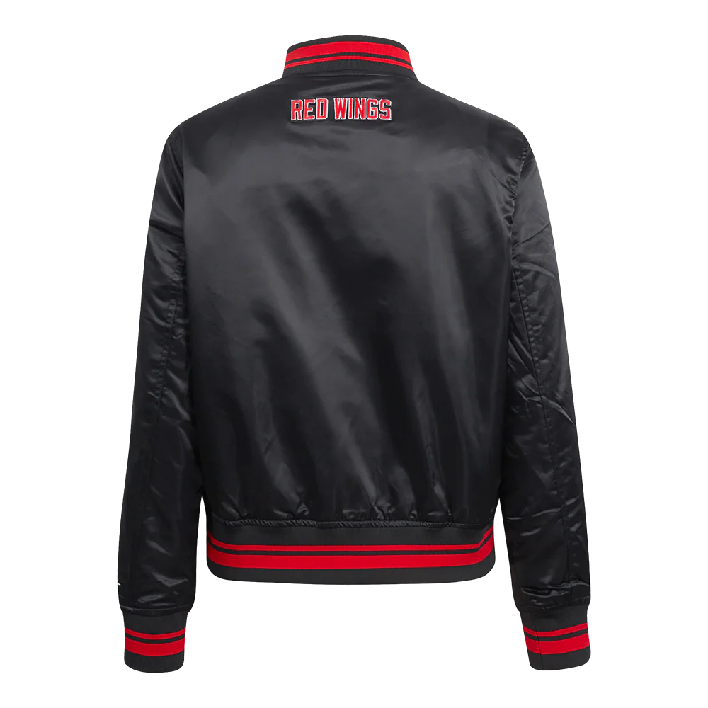 NHL DETROIT RED WINGS SCRIPT TAIL WOMEN'S SATIN JACKET (BLACK/RED/BLACK) - Image 3