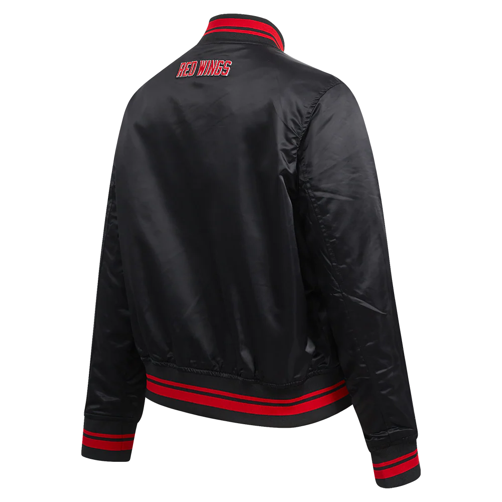 NHL DETROIT RED WINGS SCRIPT TAIL WOMEN'S SATIN JACKET (BLACK/RED/BLACK) - Image 4