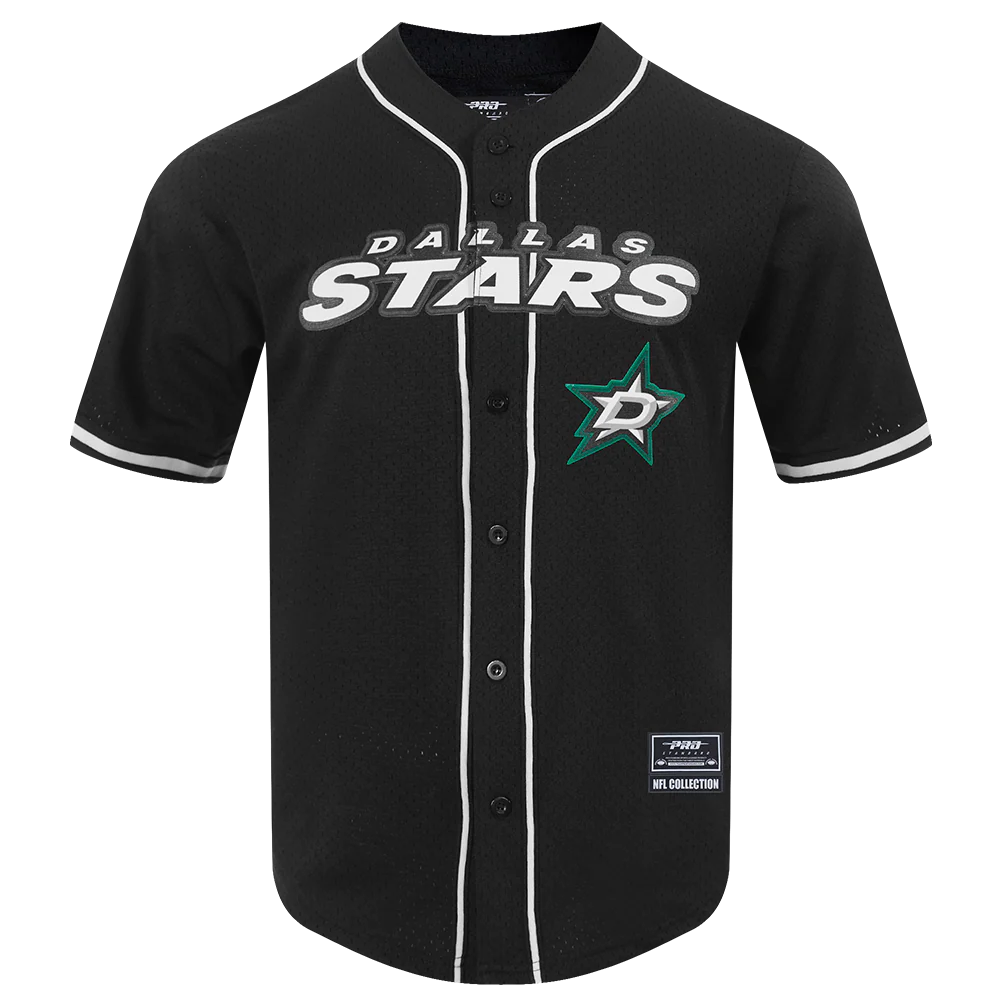 NHL DALLAS STARS CLASSIC MEN'S MESH BUTTON DOWN SHIRT (BLACK) - Image 3