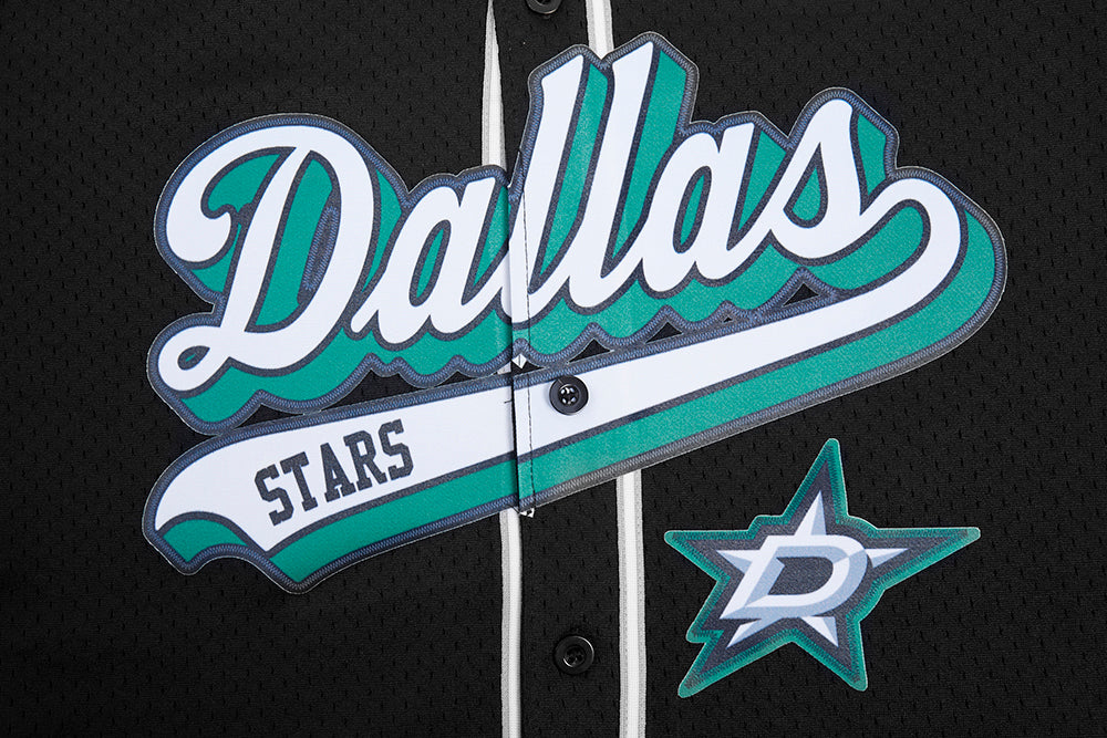NHL DALLAS STARS SCRIPT TAIL MEN'S MESH BUTTON DOWN SHIRT (BLACK/GRAY) - Image 8