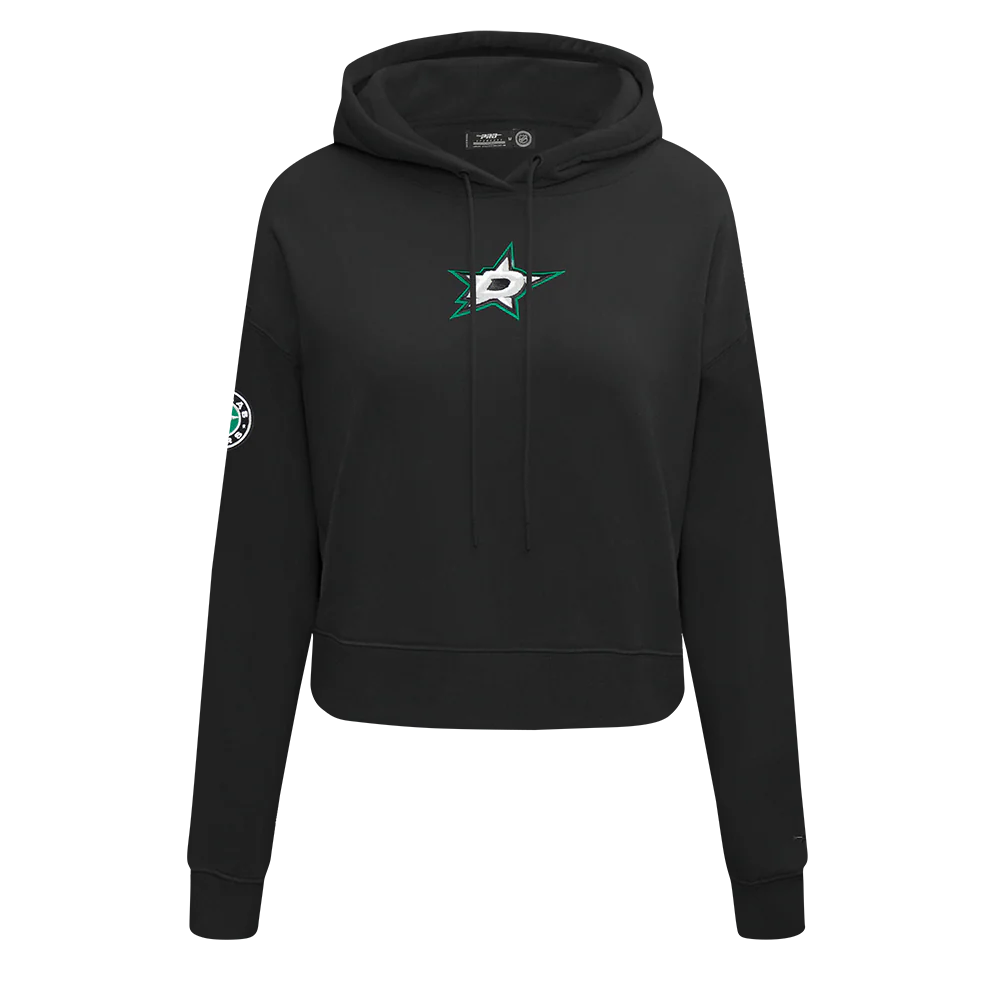 NHL DALLAS STARS CLASSIC WOMEN'S FLC CROPPED PO HOODIE (BLACK) - Image 3