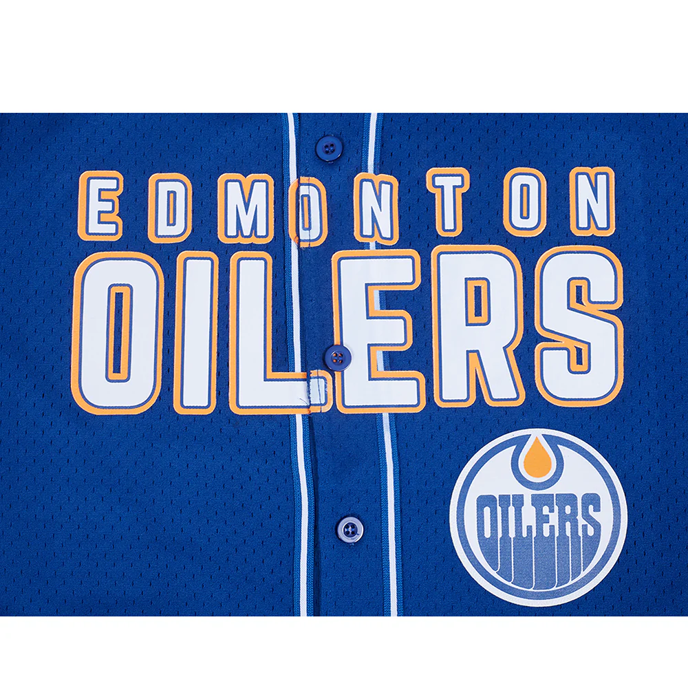 NHL EDMONTON OILERS CLASSIC MESH MEN'S BUTTON DOWN SHIRT (DODGER BLUE) - Image 11