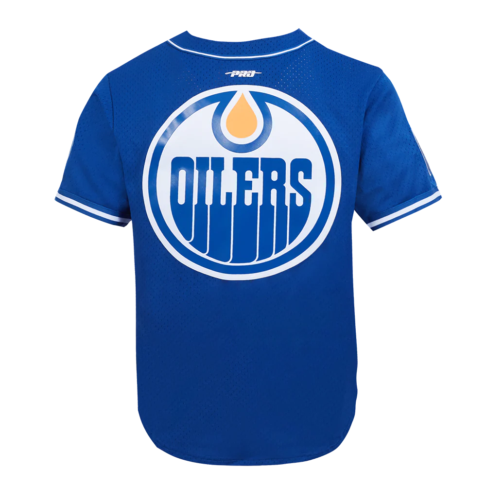 NHL EDMONTON OILERS CLASSIC MESH MEN'S BUTTON DOWN SHIRT (DODGER BLUE) - Image 7