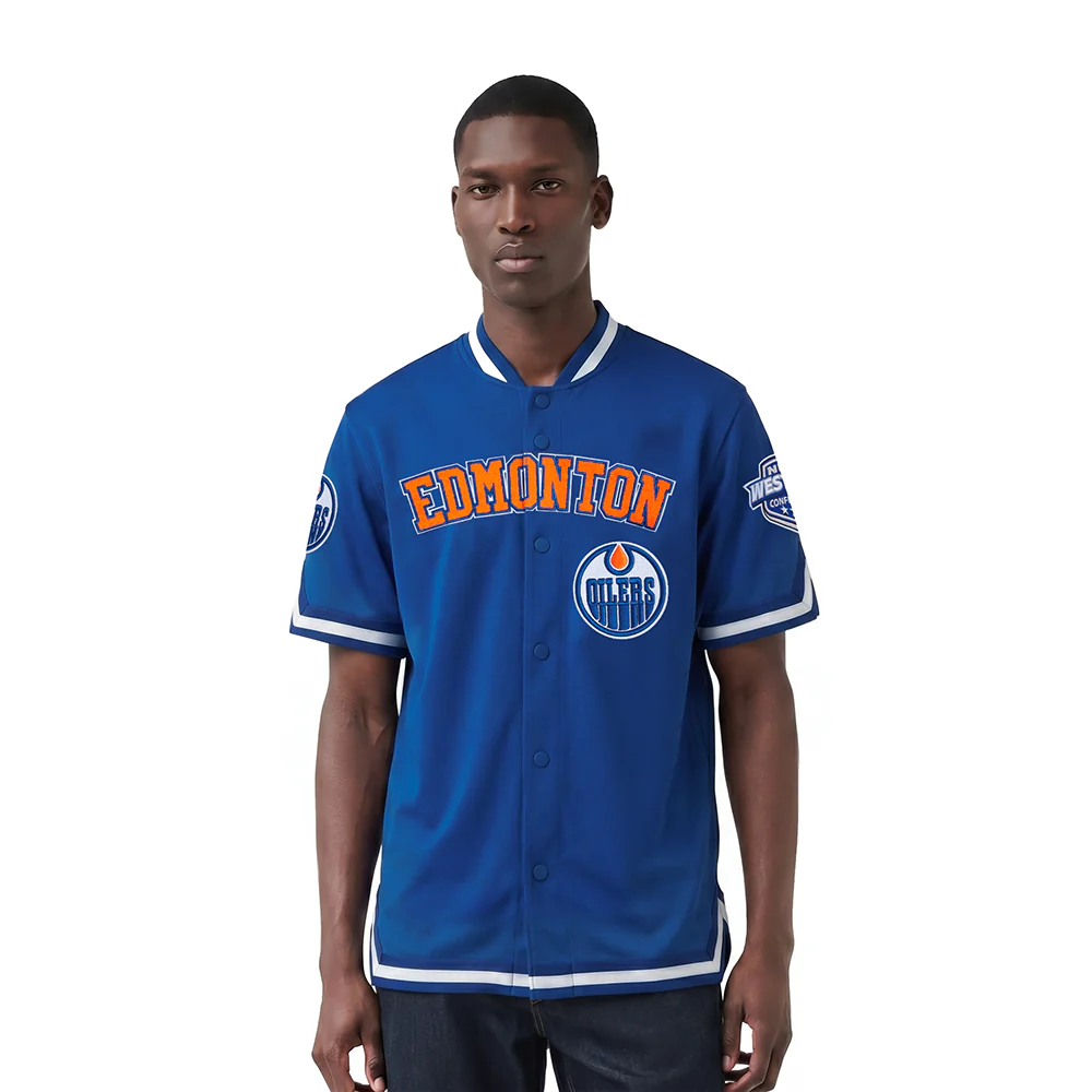 NHL EDMONTON OILERS CLASSIC MEN'S WARM UP JACKET (DODGER BLUE)