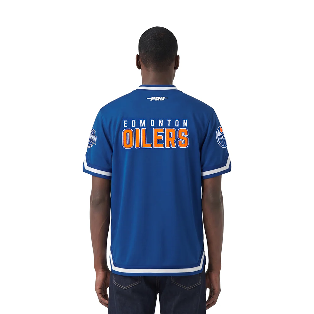 NHL EDMONTON OILERS CLASSIC MEN'S WARM UP JACKET (DODGER BLUE) - Image 2