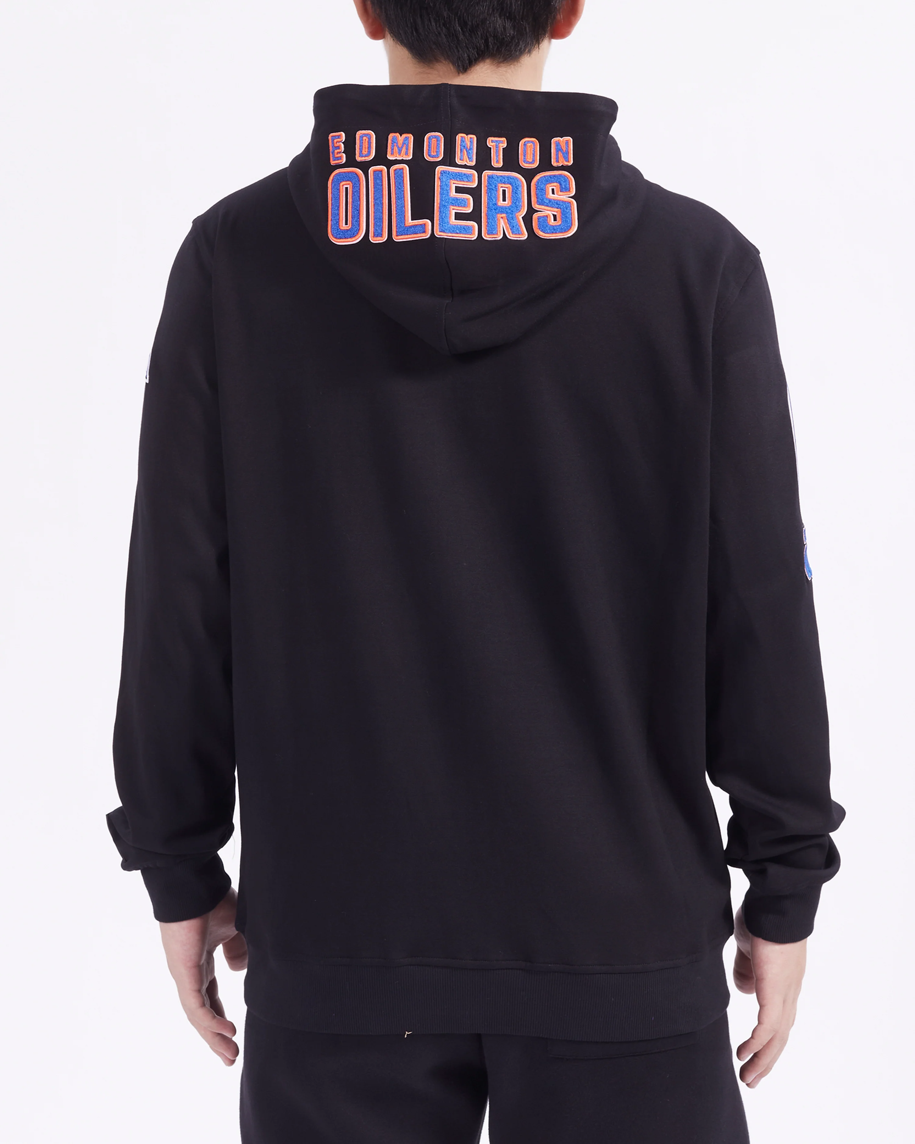 NHL EDMONTON OILERS CLASSIC MEN'S CHENILLE FZ DK PO HOODIE (BLACK) - Image 3