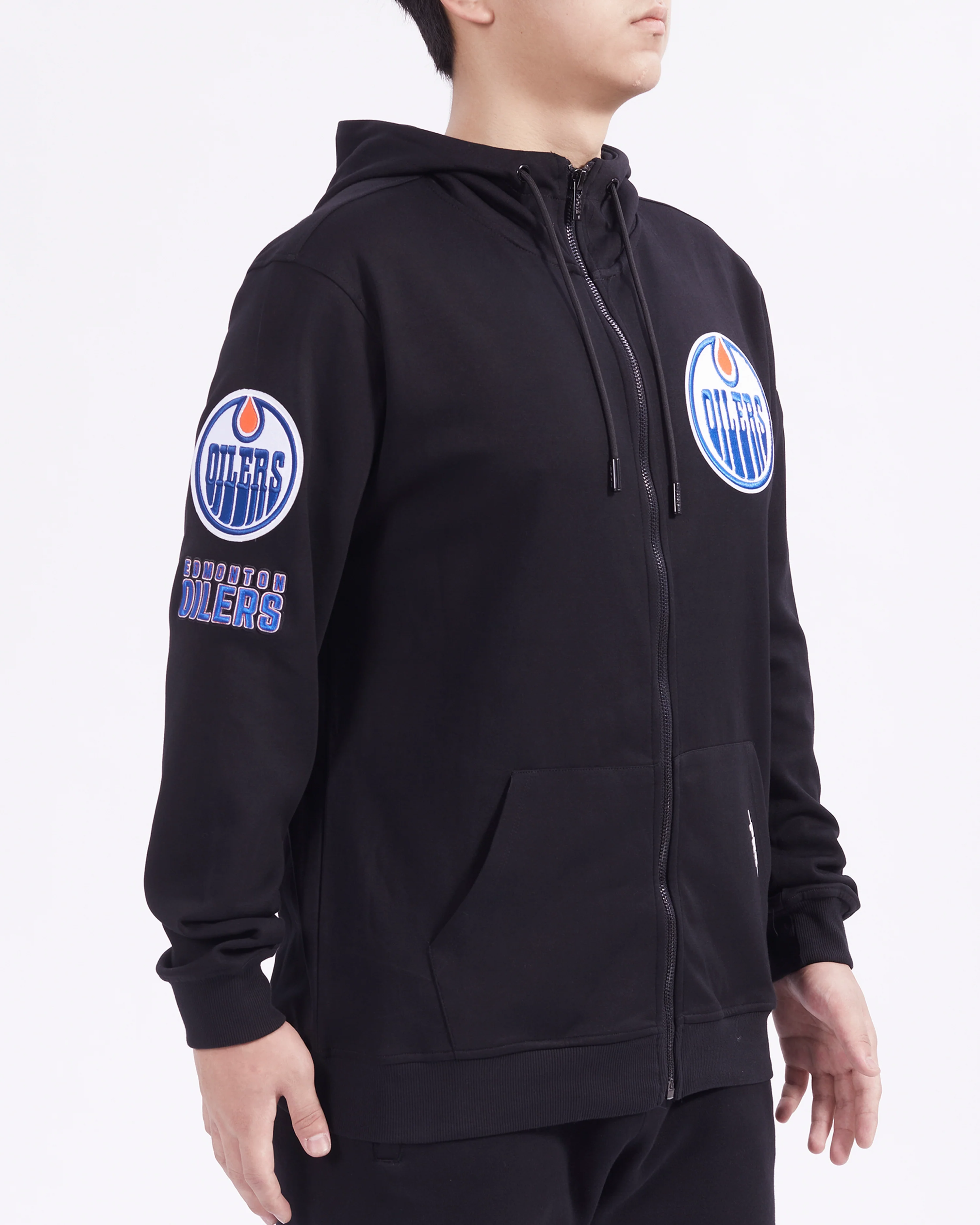 NHL EDMONTON OILERS CLASSIC MEN'S CHENILLE FZ DK PO HOODIE (BLACK) - Image 4
