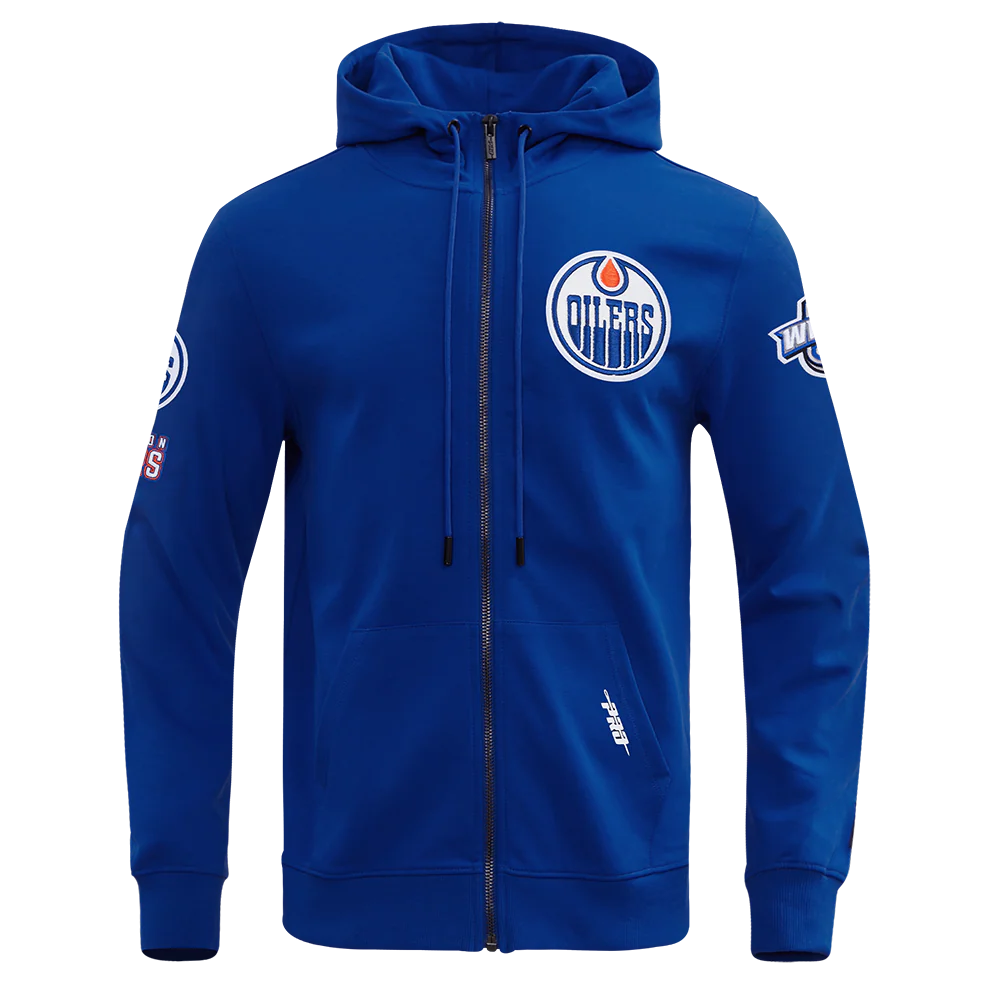 NHL EDMONTON OILERS CLASSIC MEN'S CHENILLE FZ DK PO HOODIE (DODGER BLUE)