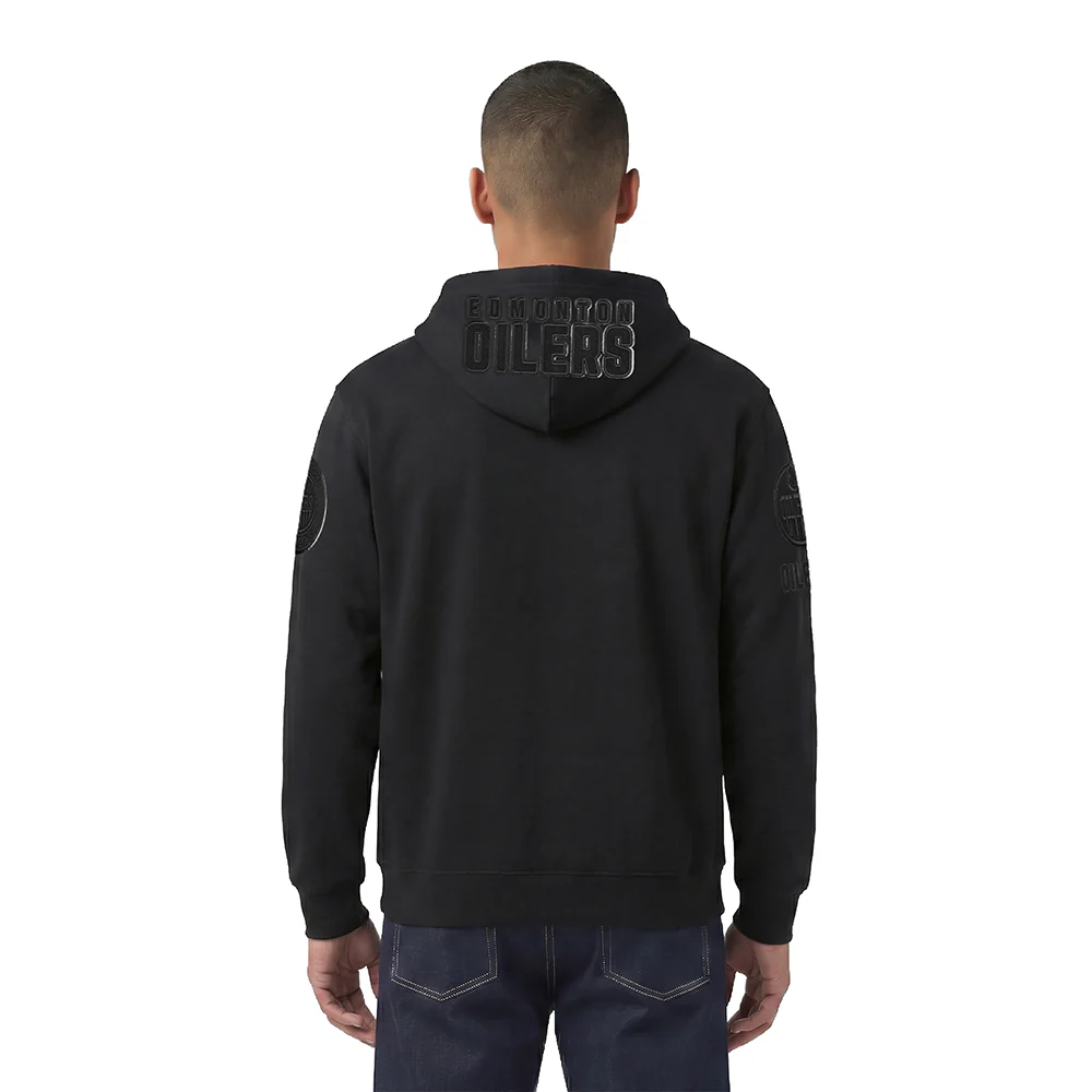 EDMONTON OILERS CLASSIC 3BK MEN'S DK FZ PO HOODIE (TRIPLE BLACK) - Image 2