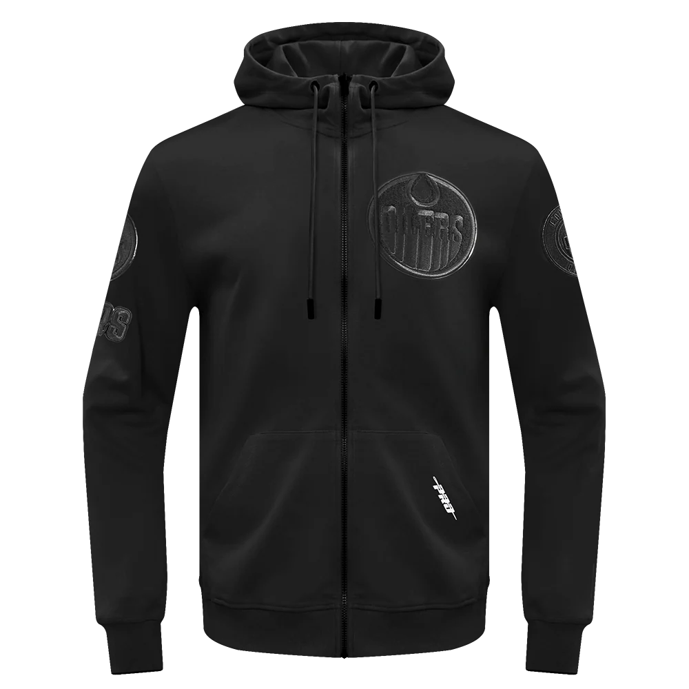 EDMONTON OILERS CLASSIC 3BK MEN'S DK FZ PO HOODIE (TRIPLE BLACK) - Image 3