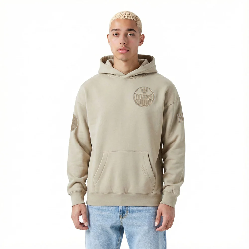 NHL EDMONTON OILERS NEUTRAL MEN'S DROP SHOULDER FLC PO HOODIE (TAUPE)