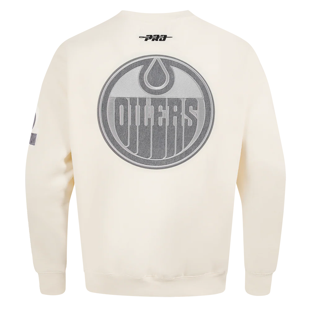 NHL EDMONTON OILERS REVERSE FRENCH TERRY MEN'S DROP SHOULDER FLC CREWNECK (EGGSHELL) - Image 3