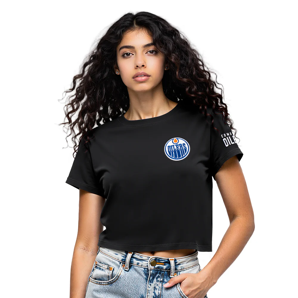 NHL EDMONTON OILERS CLASSIC WOMEN'S SJ BOXY TEE (BLACK)