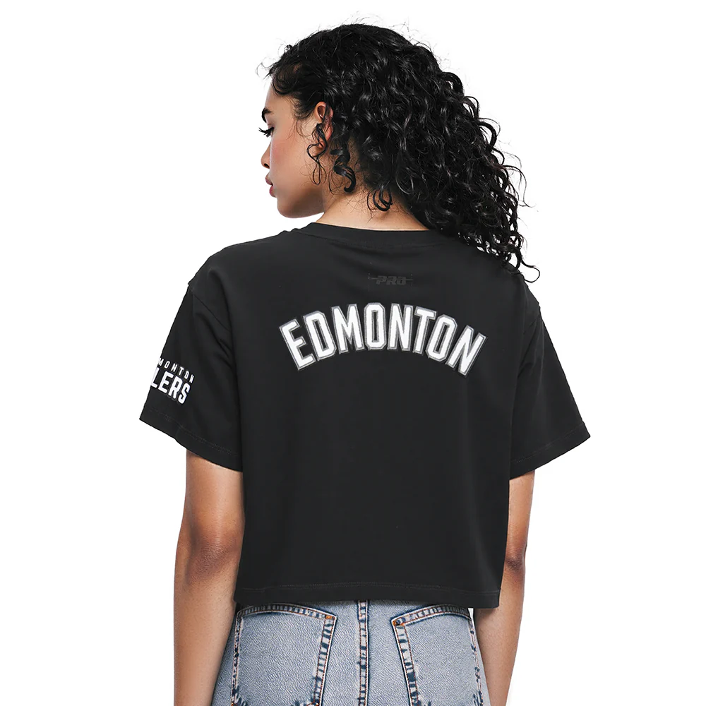 NHL EDMONTON OILERS CLASSIC WOMEN'S SJ BOXY TEE (BLACK) - Image 2