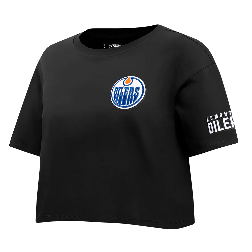 NHL EDMONTON OILERS CLASSIC WOMEN'S SJ BOXY TEE (BLACK) - Image 3