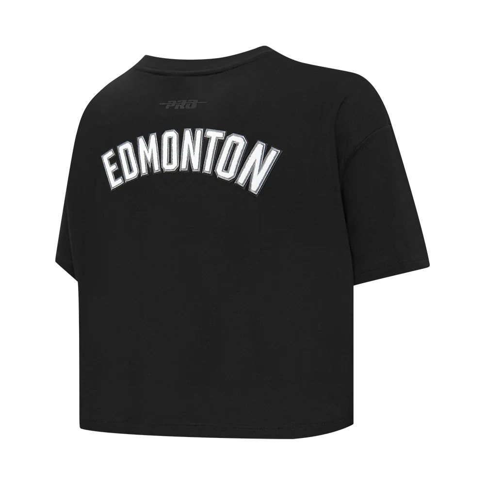 NHL EDMONTON OILERS CLASSIC WOMEN'S SJ BOXY TEE (BLACK) - Image 4