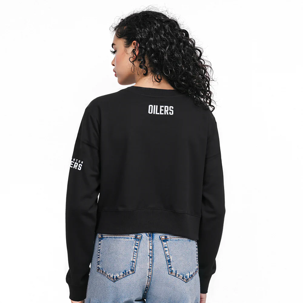 NHL EDMONTON OILERS CLASSIC WOMEN'S FLC CREWNECK (BLACK) - Image 2