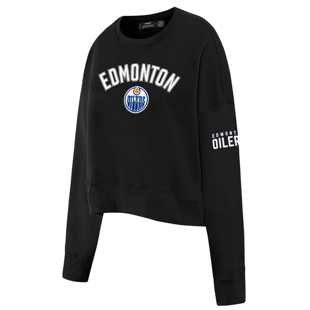 NHL EDMONTON OILERS CLASSIC WOMEN'S FLC CREWNECK (BLACK) - Image 3