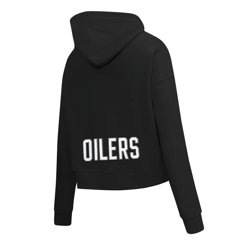 NHL EDMONTON OILERS CLASSIC WOMEN'S FLC CROPPED PO HOODIE (BLACK) - Image 4