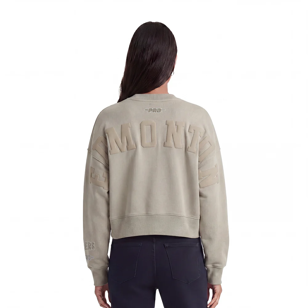 EDMONTON OILERS WINGSPAN WOMEN'S FLC CREWNECK (TAUPE)