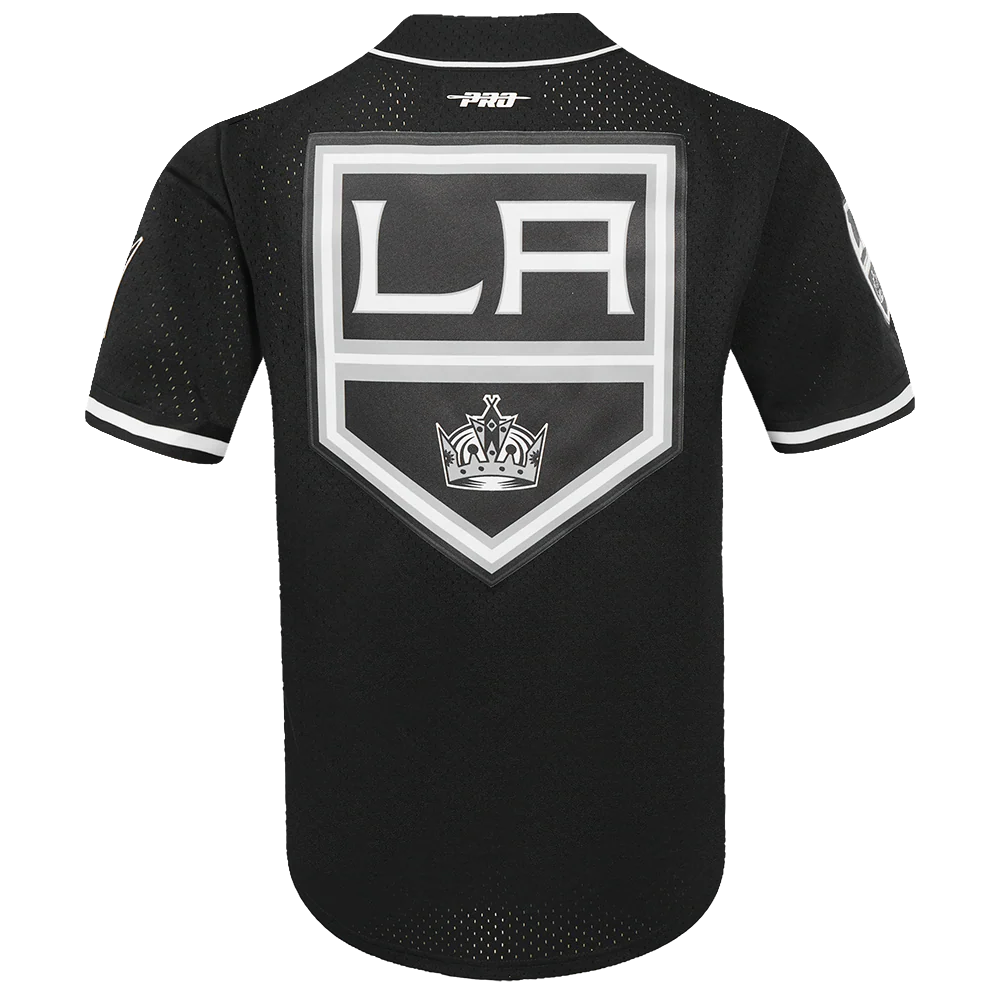 NHL LOS ANGELES KINGS CLASSIC MEN'S MESH BUTTON DOWN JERSEY (BLACK) - Image 3