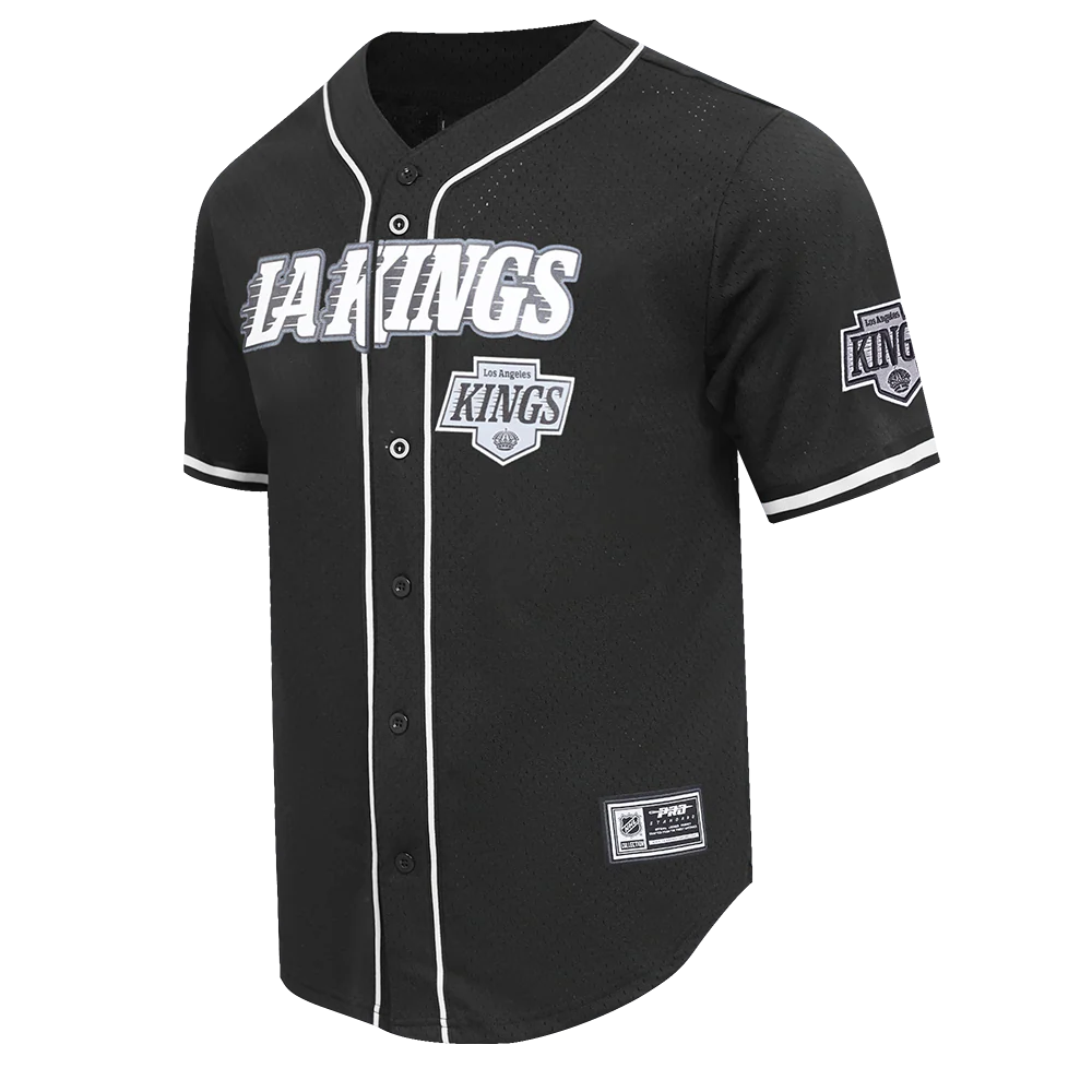 LOS ANGELES KINGS MESH MEN'S BUTTON DOWN SHIRT (BLACK) - Image 4