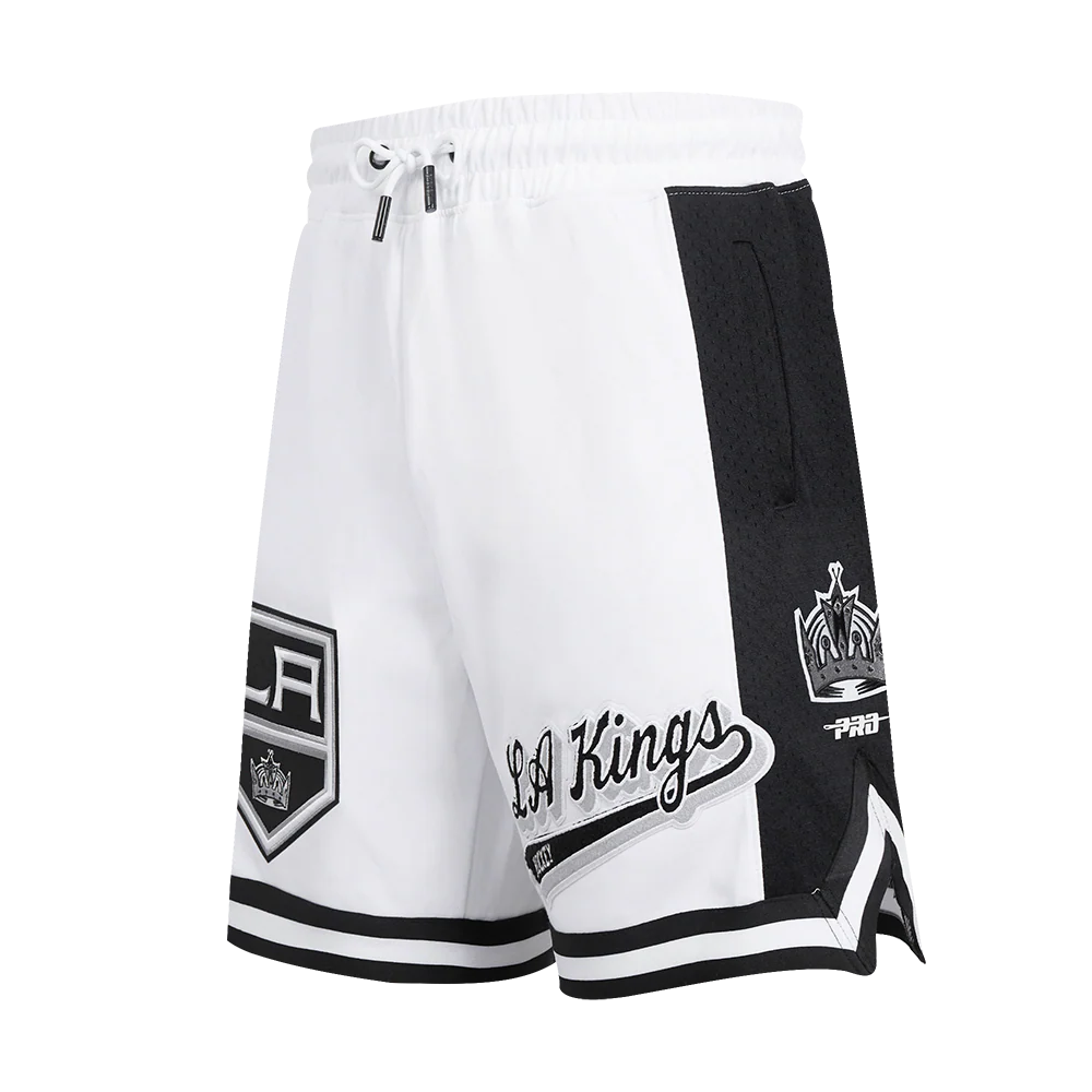 NHL LOS ANGELES KINGS SCRIPT TAIL MEN'S DOUBLE KNIT 2.0 SHORT (WHITE/BLACK) - Image 2
