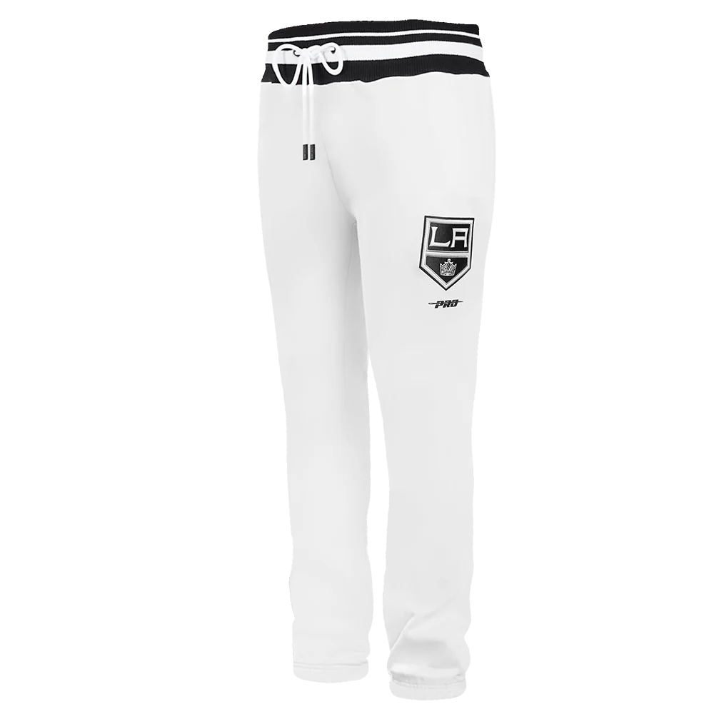 NHL LOS ANGELES KINGS SCRIPT TAIL MEN'S RIB FLEECE SWEATPANT (WHITE/BLACK)