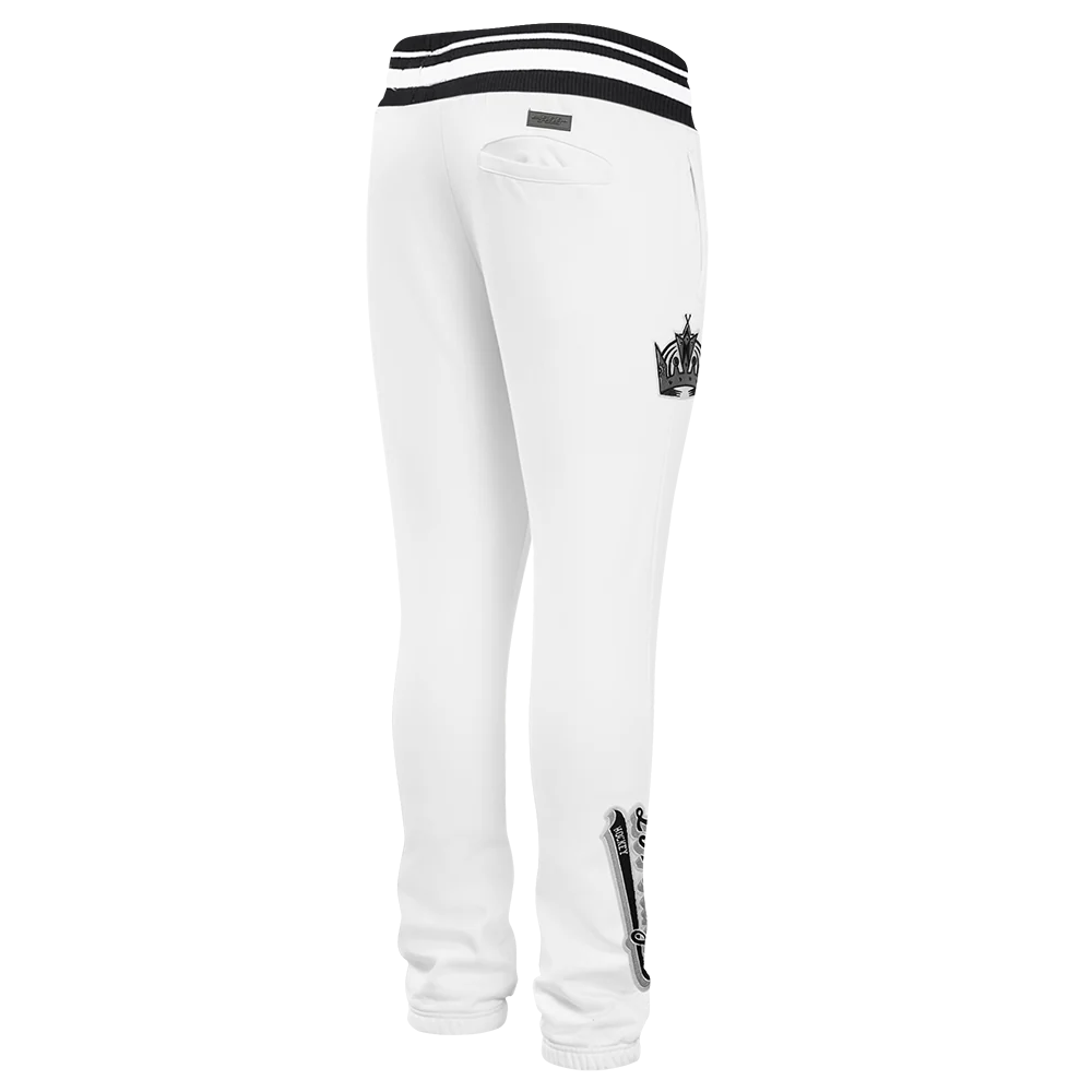 NHL LOS ANGELES KINGS SCRIPT TAIL MEN'S RIB FLEECE SWEATPANT (WHITE/BLACK) - Image 4