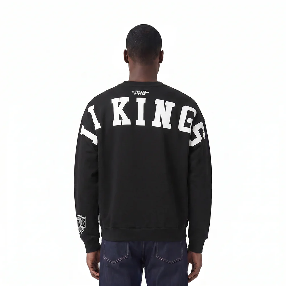 NHL LOS ANGELES KINGS WINGSPAN MEN'S DROP SHOULDER FLEECE CREWNECK (BLACK)