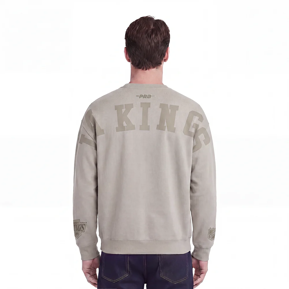 NHL LOS ANGELES KINGS WINGSPAN MEN'S DROP SHOULDER FLEECE CREWNECK (TAUPE)