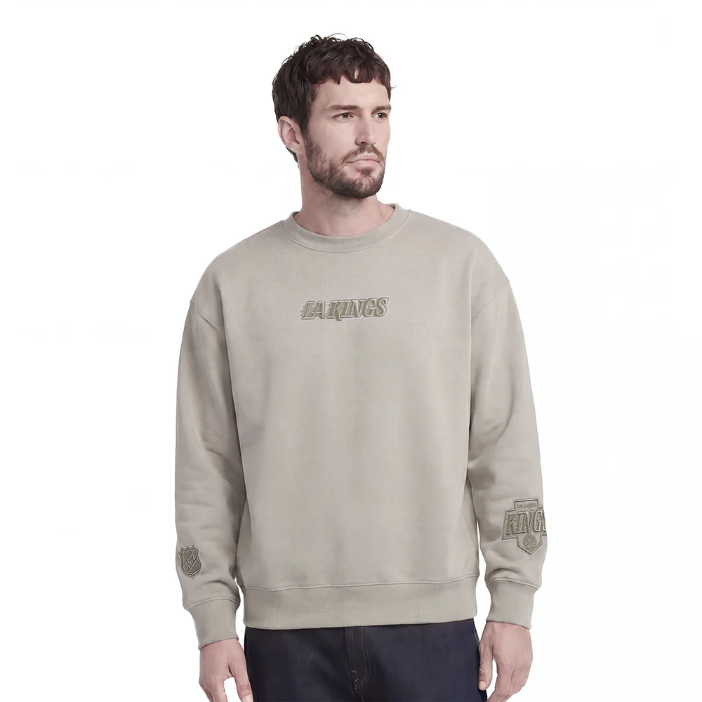 NHL LOS ANGELES KINGS WINGSPAN MEN'S DROP SHOULDER FLEECE CREWNECK (TAUPE) - Image 2