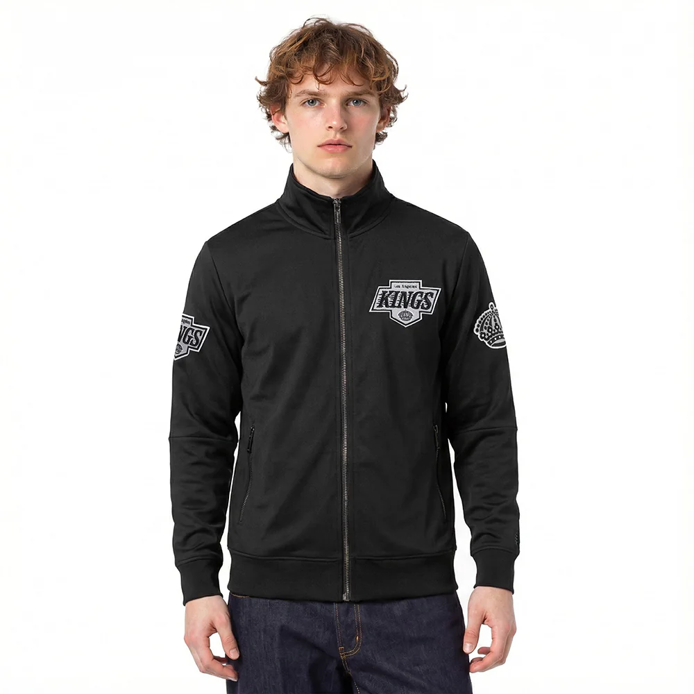 NHL LOS ANGELES KINGS CLASSIC CHENILLE MEN'S DK TRACK JACKET (BLACK/GRAY)
