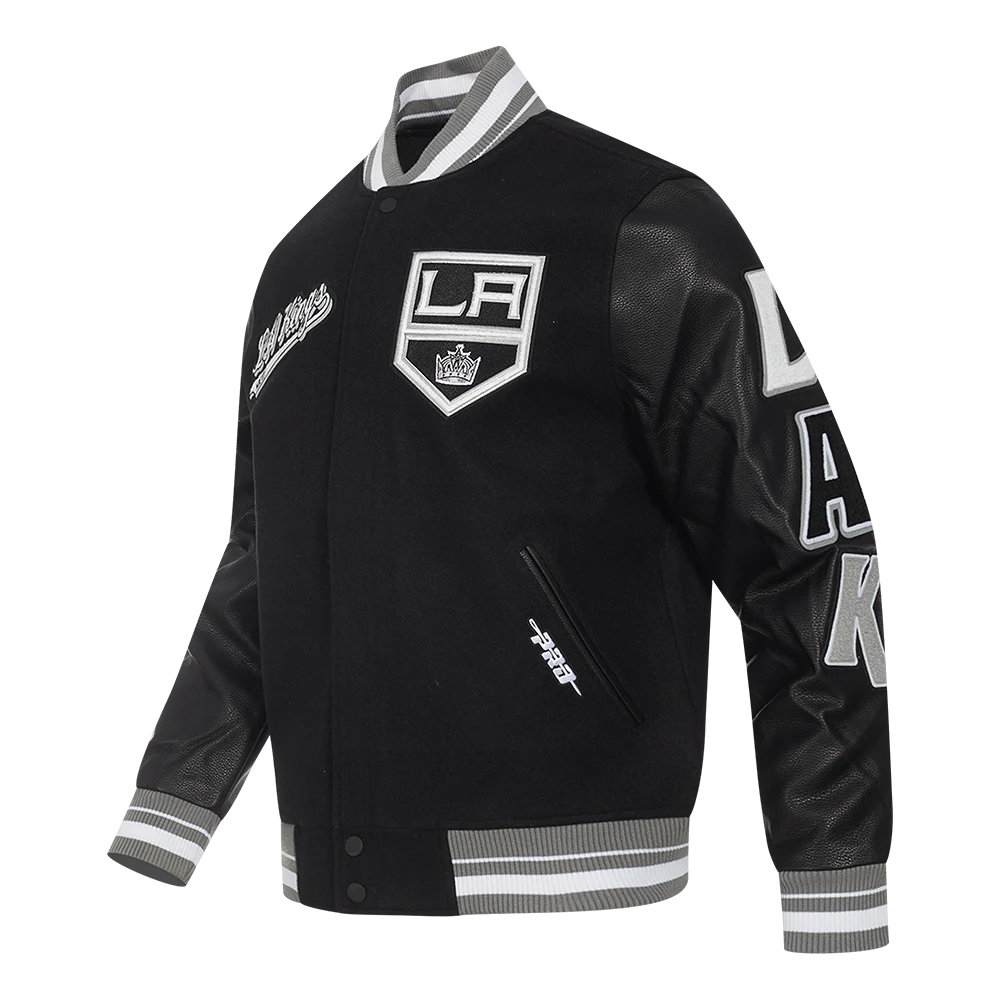 NHL LOS ANGELES KINGS SCRIPT TAIL MEN'S RIB WOOL VARSITY (BLACK/GRAY) - Image 2