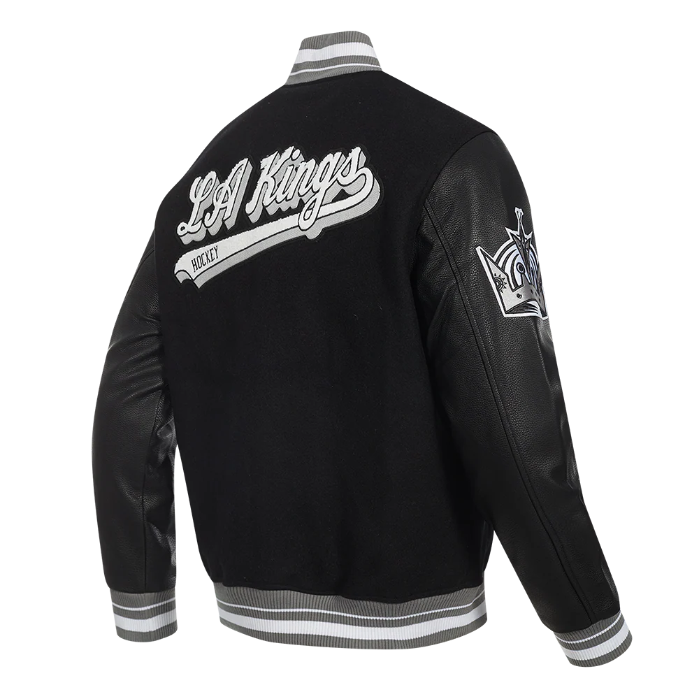 NHL LOS ANGELES KINGS SCRIPT TAIL MEN'S RIB WOOL VARSITY (BLACK/GRAY) - Image 4