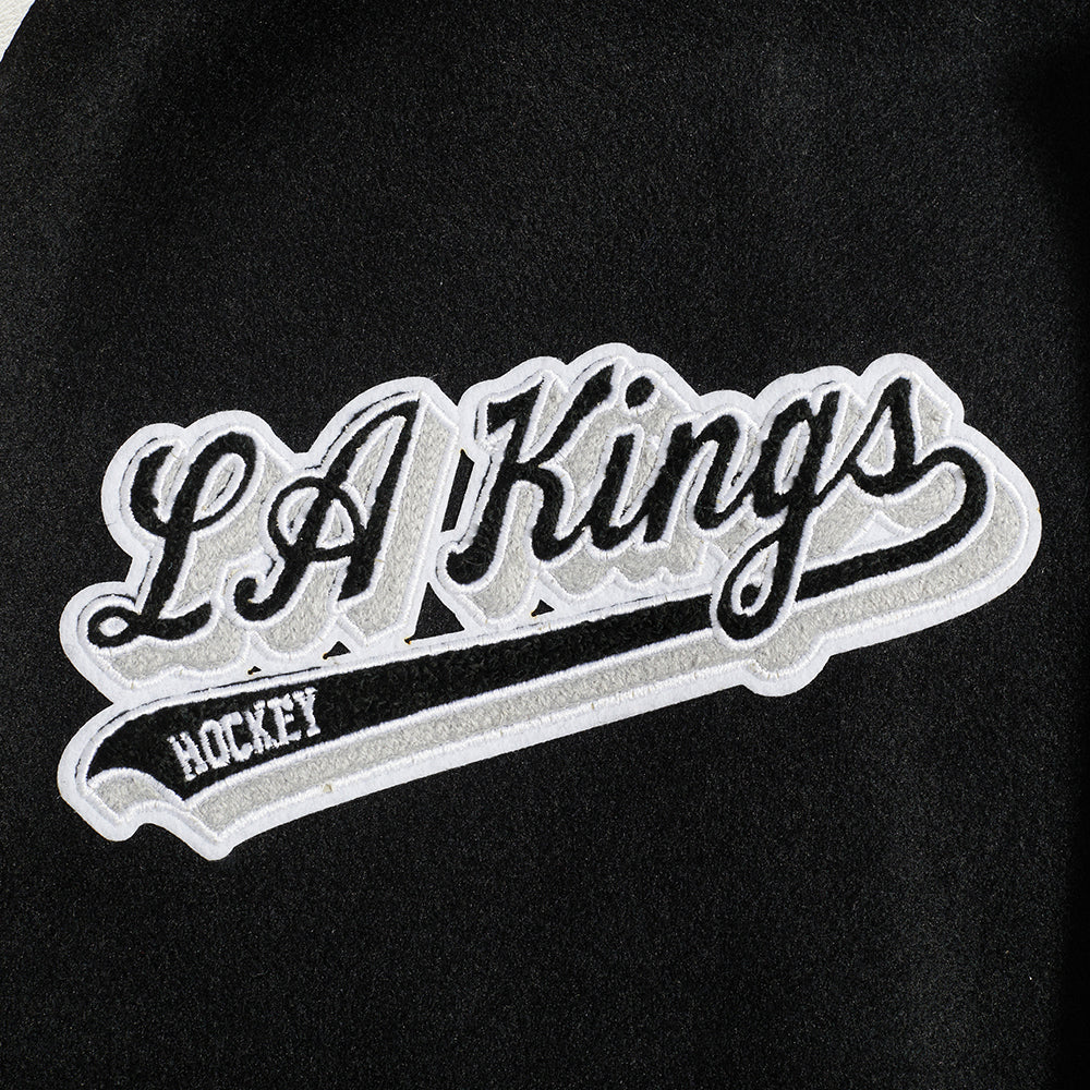 NHL LOS ANGELES KINGS SCRIPT TAIL MEN'S RIB WOOL VARSITY (BLACK/WHITE) - Image 6