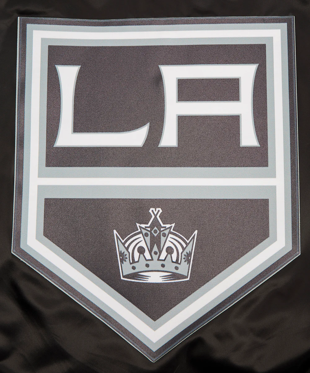 NHL LOS ANGELES KINGS SCRIPT TAIL MEN'S SATIN JACKET (BLACK/GRAY) - Image 5