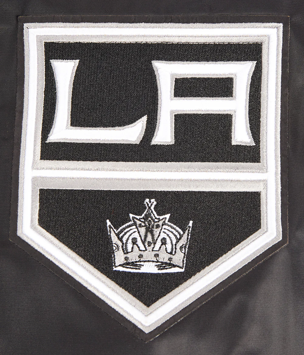 NHL LOS ANGELES KINGS SCRIPT TAIL MEN'S SATIN JACKET (BLACK/GRAY) - Image 6