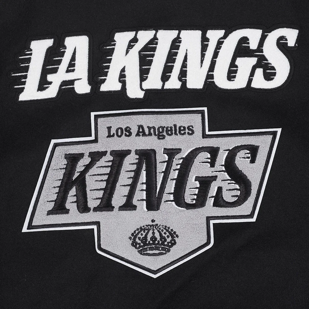 NHL LOS ANGELES KINGS MASHUP MEN'S RIB WOOL VARSITY JACKET (BLACK/GRAY) - Image 9