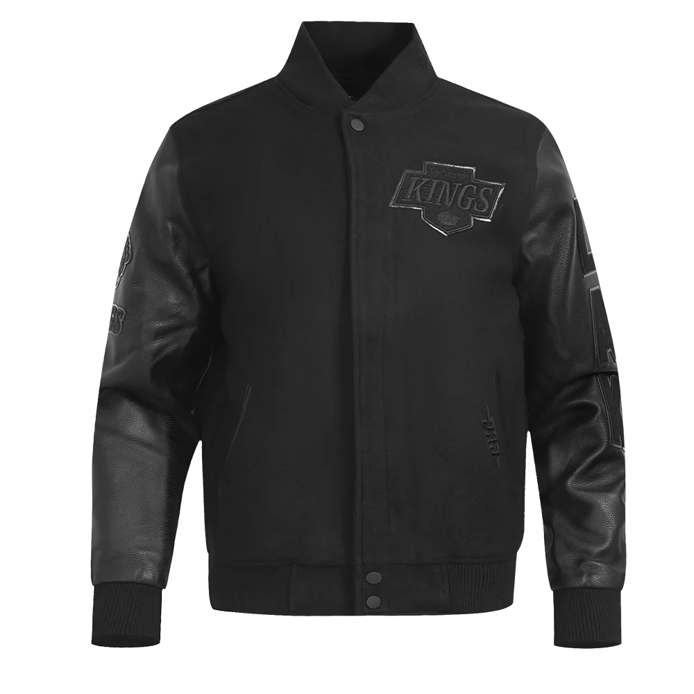 NHL LOS ANGELES KINGS TRIPLE BLACK MEN'S WOOL VARSITY JACKET (TRIPLE BLACK) - Image 3
