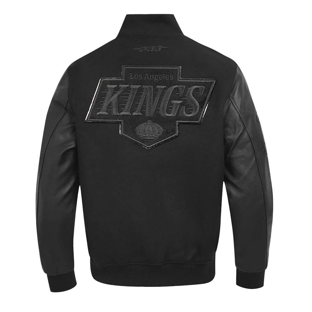 NHL LOS ANGELES KINGS TRIPLE BLACK MEN'S WOOL VARSITY JACKET (TRIPLE BLACK) - Image 5